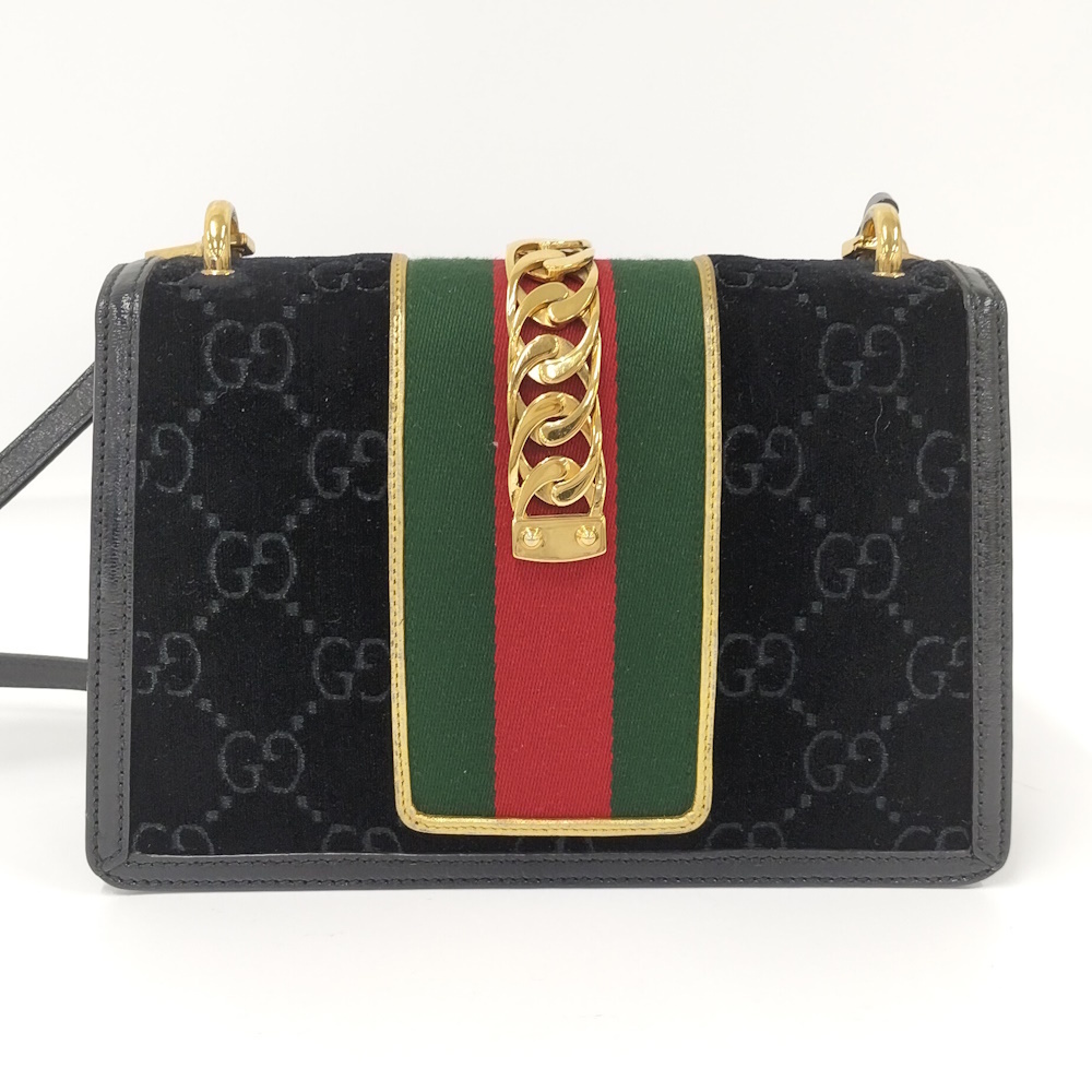 GUCCI Shoulder Bag Sherry Suede Black - Picture 3 of 10